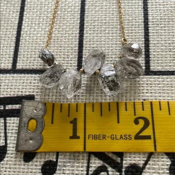 Raw 7 Herkimer Stone Gold Filled Bar and Beaded 20 inch Cable Chain Necklace
